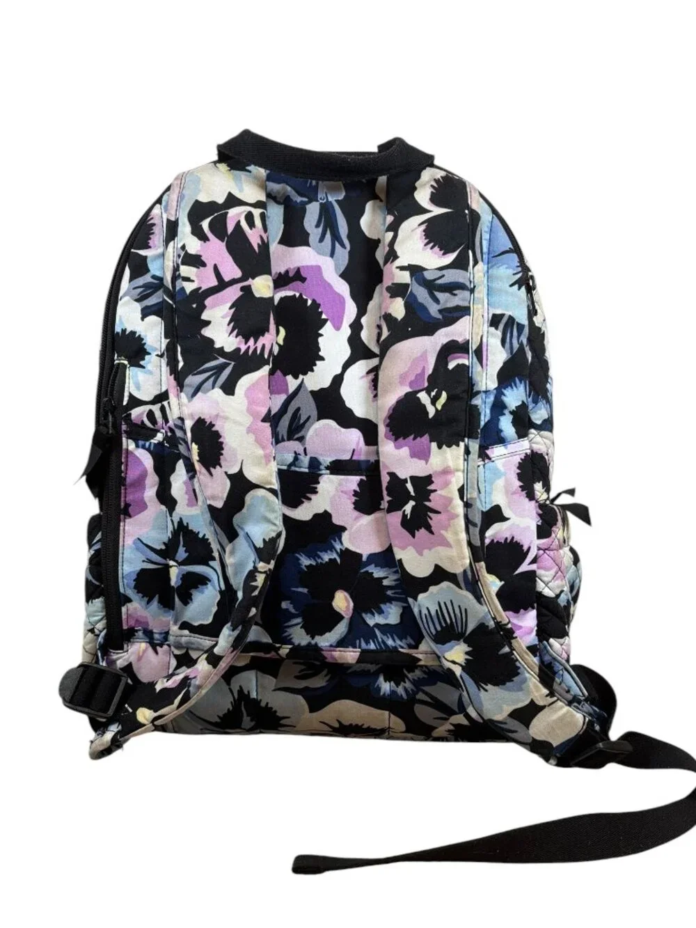 Large Vera Bradley Iconic Campus Backpack Quilted Plum Pansies